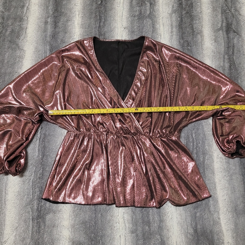 Dusty Pink metallic surplus shirt size 0x - Picture 4 of 5